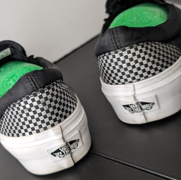 Vans classic vintage 8.5 Sparkle platform black & silver check slip on sneakers - Picture 5 of 8